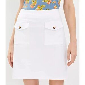 Ann Taylor LOFT White Button Flap Pocket Shift Skirt 2 XS NEW
